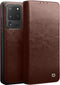 Qialino - echt lederen luxe wallet hoes - Geschikt voor Samsung Galaxy S20 Ultra - Bruin