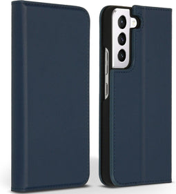 Accezz Samsung Galaxy S22 Plus - Premium Leather Slim Book Case - Met Pasjeshouder - Donkerblauw