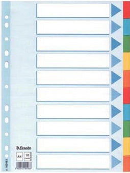 Esselte - Tabbladen A4 23-gaats karton 10-delig assorti
