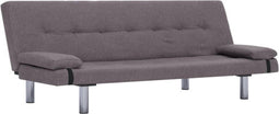 vidaXL - Slaapbank - met - twee - kussens - polyester - taupe