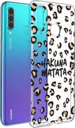 iMoshion Hoesje Geschikt voor Huawei P30 Lite Hoesje Siliconen - iMoshion Design hoesje - Bruin / Zwart / Transparant / Hakuna Matata