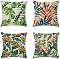 Set van 4 | Natuurlijk Katoen-Linnen Sierkussenhoezen | 45x45 cm | Stijlvol & Duurzaam