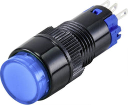 TRU COMPONENTS LAS2Y-11Z/B Druktoets 250 V 3 A 1x uit/aan Continu Blauw IP40 1 stuk(s)