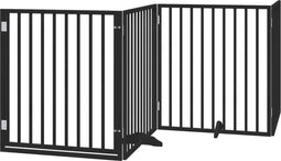 vidaXL - Hondenhek - inklapbaar - 4 - panelen - 320 - cm - populierenhout - zwart