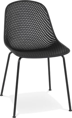Alterego Viky - Zwart Geperforeerde Designerstoel - Binnen & Buiten - 58.5x46.5x82.5cm