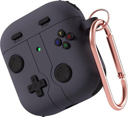 Classic Console Design AirPods Hoesje met Sleutelhanger - Geschikt voor AirPods 1 en 2 - Gray - 360° Bescherming