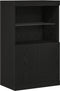 vidaXL - Dressoir - met - LED - Verlichting - Zwart - Eik - 60x37x100 - cm