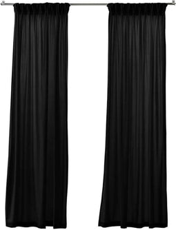 Larson - Velvet Gordijnen - 1.4m x 2.5m - Haken - Zwart