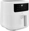 MEDION P10 XL Airfryer (6,8 liter XXL heteluchtfriteuse, 2.150 watt, twee roestvrijstalen verwarmingselementen, schudalarm, 9 automatische programma's, touch bedieningspaneel, LED-display) wit