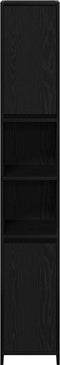 vidaXL - Badkamerkast - Zwart - Eiken - 30x30x183,5 - cm - Bewerkt - hout