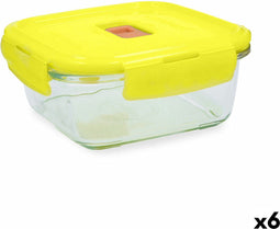 Hermetische Lunchtrommel Luminarc Pure Box Holy Geel Glas Vierkant 1,22 L (6 Stuks)