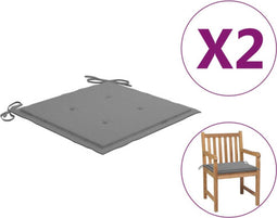 vidaXL - Tuinstoelkussens - 2 - st - 50x50x3 - cm - stof - grijs