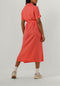 Object Objtilda Isabella S/s Dress - Midi Jurk - Met ceintuur en split - Koraal - Maat 36