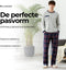 Milanoro - Set van 2 katoenen pyjamabroeken - Bordeaux geruit - XL (2 stuks)