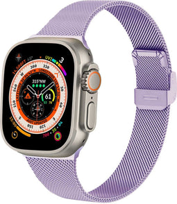 imoshion Milanees vouw bandje - Geschikt voor Apple Watch 1, 2, 3, 4, 5, 6, 7, 8, 9, 10, SE, Ultra (2) - 44/45/46/49 mm - Paars - One Size
