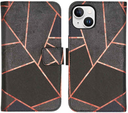 iMoshion Hoesje Geschikt voor iPhone 15 Hoesje - iMoshion Design Softcase Bookcase - Zwart / Black Graphic