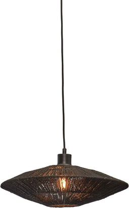 GOOD&MOJO Hanglamp Iguazu - Jute Zwart - Ø40x12cm - - Hanglampen Eetkamer, Slaapkamer, Woonkamer
