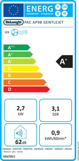 De'Longhi Pinguino PAC AP98 GentleJet - Airco - Fluisterstil en energiezuinig - Geschikt voor 100 m³