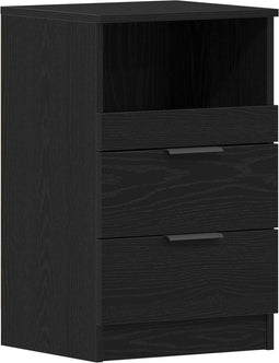 vidaXL - Nachtkastje - Zwart - Eiken - 40x35x65 - cm - Gemaakt - van - Bewerkt - Hout