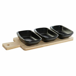 Set voor voorgerechtjes DKD Home Decor Bamboe Keramiek (28 x 10 x 1 cm) (4 pcs)