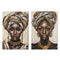 Schilderij Home ESPRIT Zwart Gouden Koloniaal Afrikaanse 60 x 3 x 90 cm (2 Stuks)
