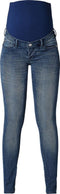 Supermom Jeans - Zwangerschap - Verstelbare tailleband - Blauw (Maat 29)