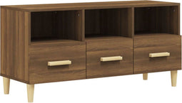 vidaXL - Tv-meubel - 102x36x50 - cm - bewerkt - hout - bruin - eikenkleur
