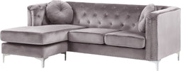 FLEN - Chesterfield hoekbank - Grijs - Rechterzijde - Fluweel