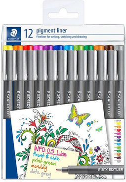Staedtler - Fineliner pigment 308 0.5mm 12 st ass | Etui a 12 stuk | 10 stuks