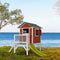 AXI Beach Lodge XL Speelhuis in Rood - Met Verdieping en Limoen Groene Glijbaan - Speelhuisje voor de tuin / buiten - FSC hout - Speeltoestel voor kinderen