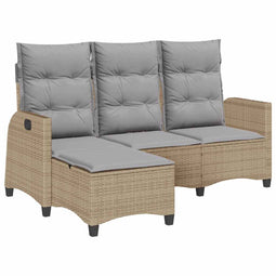vidaXL - Verstelbare - tuinbank - met - kussens - L-vormig - beige - poly - rattan
