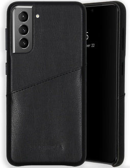 Selencia Hoesje Geschikt voor Samsung Galaxy S21 Plus Hoesje Met Pasjeshouder - Selencia Vayu Vegan Lederen Backcover - Zwart