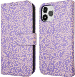 iMoshion Hoesje Geschikt voor iPhone 12 Pro / 12 Hoesje Met Pasjeshouder - iMoshion Design Bookcase smartphone - Meerkleurig / Purple White Flowers