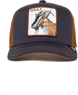 Goorin Bros Kiddo Goat Cap - Kinderpet 6-12 jaar - Geborduurde geitenpatch G.O.A.T - Donkerblauw Bruin