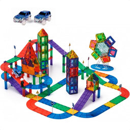Sweet Sprout Magnetic Tiles - Racebaan - 110 stuks - Inclusief 2 auto’s (2 stuks)