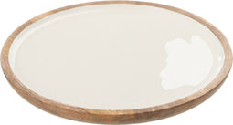 J-Line schaal Kos - dienblad - hout - bruin/wit - small