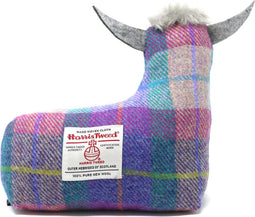 Deurstopper Schotse Hooglander Pink/purple - Harris Tweed - Handgemaakt - Caroline Wolfe Murray Scotland