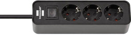 Brennenstuhl Ecolor - Stekkerdoos 3-voudig - Met schakelaar en 1,5m kabel - Zwart