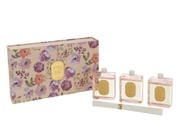 J-Line doos van 3 geurolie + stokjes - Happiness Blooms - roze