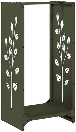 vidaXL - Brandhoutrek - 40x30x80 - cm - koudgewalst - staal - olijfgroen