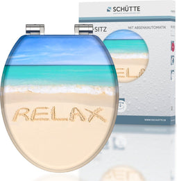 SCHÜTTE WC-Bril 80131 RELAX - MDF-Hout - Soft Close - Verchroomde Scharnieren - Belastbaar tot 175 kg - Decor - 3-zijdige Print