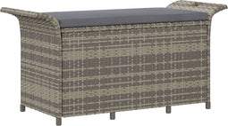 vidaXL - Tuinbank - met - kussen - 116x46x57 - cm - poly - rattan - grijs