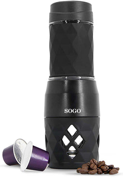 Sogo CAF-SS-5611 - Draagbare handmatige koffiezetter - Geschikt voor NESPRESSO® en gemalen koffie - 20 bar pompdruk
