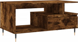 vidaXL - Salontafel - 90x49x45 - cm - bewerkt - hout - gerookt - eikenkleurig