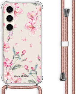 iMoshion Hoesje Geschikt voor Samsung Galaxy S23 Hoesje Met Koord - iMoshion Design Hoesje met Koord - Roze / Blossom Watercolor