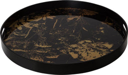 PTMD Dania Dienblad - 48 x 5 x 48 cm - Hout/Glas - Zwart