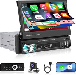 1Din - Touch Car Stereo - 7 Inch - Draadloze Apple Carplay en Android Auto