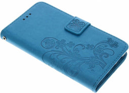 Huawei P8 Lite - Bookcase Hoesje met Pasjeshouder - Klavertje Bloemen - Turquoise