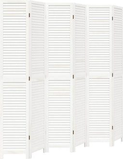 vidaXL - Kamerscherm - met - 6 - panelen - massief - paulowniahout - wit