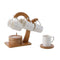 Set van koffiekopjes Home ESPRIT Wit Natuurlijk Bamboe Porselein 90 ml